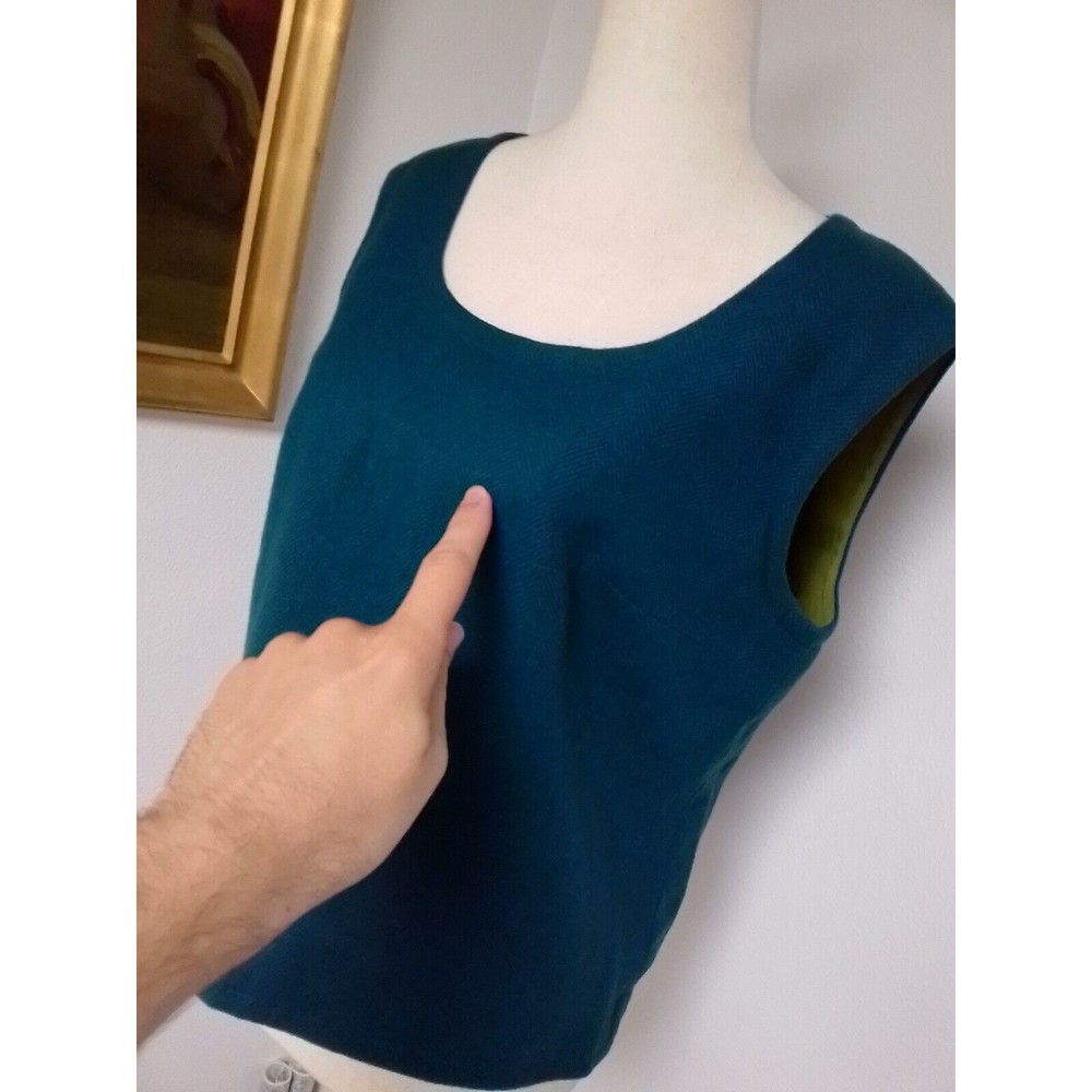 Pendleton 100% Virgin Wool Sleeveless Top Blue Teal Woolen Mills Size 12 - Picture 6 of 12